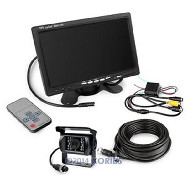 Kit de reversão de carro 12-24V 7 TFT LCD Monitor CCD IR Câmera de backup para van Truck233W