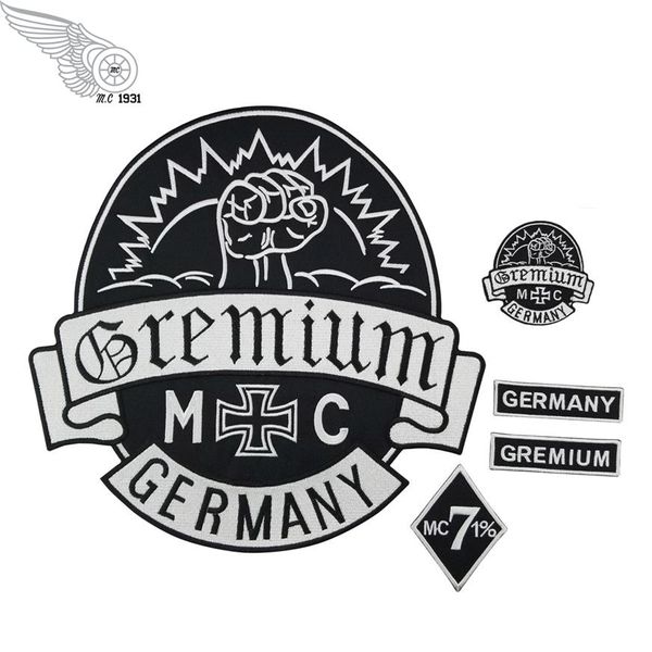 Gremium Deutschland bestickte Patches Voller Rückengröße Patch für Manteleisen auf Kleidung Biker Weste Rocker Patch202j