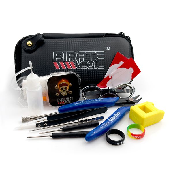 Pirate V3 DIY Tool Kit 14 em 1 Coil Jig Pinça Alicate Kits de ferramentas de reparo Escovas Garrafa Algodão Acessórios Armazenamento Bolsa X6