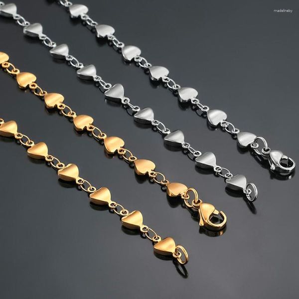 Ketten 6mm Vintage Edelstahl Herz Halskette Frauen Link Kette Gold und Silber Farbe Länge 14 
