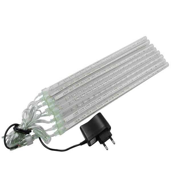 1 conjunto de luzes de chuva de chuva de meteoros de LED à prova d'água de Natal 20 cm 30 cm 8 tubos 100 V 240 V luz com adaptador de energia EU US 175N