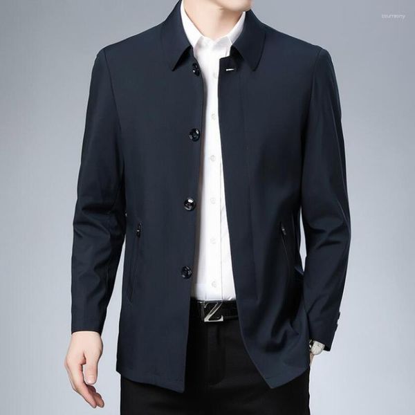 Мужские траншеи Coats Casual Business Lapel Wurthbreak Jackets Men 2023 Бренд Top Caffence Spring Poat Столичный цвет средней длины куртка