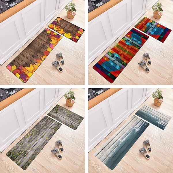 Teppiche im nordischen Stil, Küchenmatte, saugfähig, rutschfest, Boden, Balkon, einfacher langer Spleißteppich, Holzplankenmuster, 280P