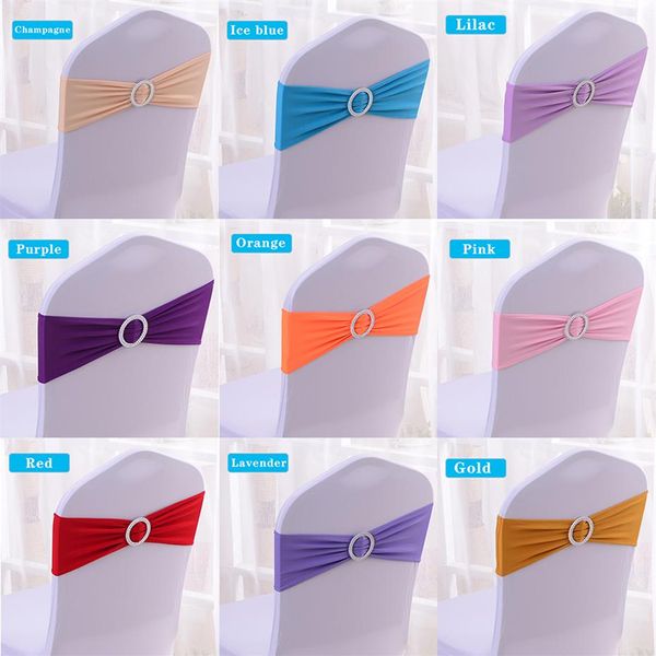 100 pz Sedia Fascia Stretch Elastico Spandex Sedia Fiocco Anello Tondo per Banchetto Festa di Nozze Decorazione Noeud De Chaise Mariage239Q