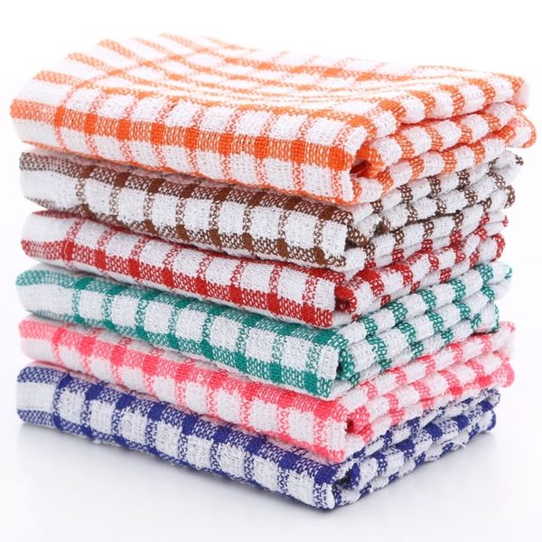 Чистящие ткани 6 шт. Хлопковое кухонное чайные полотенц