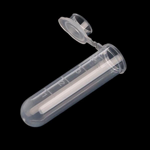 Tubos de centrífuga de teste transparentes de plástico 50 peças 5 ml Frascos com tampa de pressão Recipiente de amostra para laboratório Novo laboratório D142838