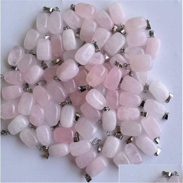 Charms Pietra naturale Quarzo rosa rosa Opale Fluorite Turchese Ametista Pendenti in cristallo bianco nero per accessori collana Dhgarden Dh8F4