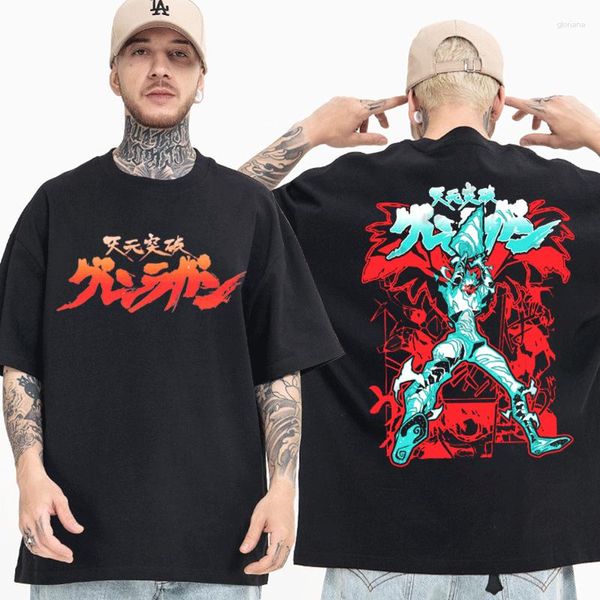 Camisetas masculinas Anime Tengen Toppa Gurren Lagann Estampadas Camisetas masculinas e femininas de algodão manga curta camisetas Hip Hop Tees Oversized Streetwear