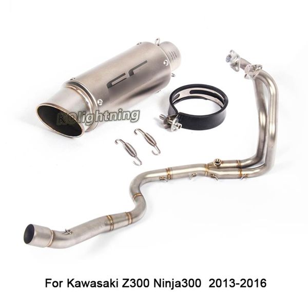Per Kawasaki Ninja300 Z300 Sistema di scarico completo per moto Tubo di collegamento Silenziatore Tubo di sfiato Coda Fuga Acciaio inossidabile191p