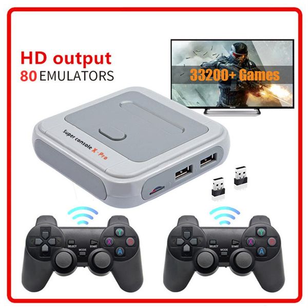 Super Console x Pro Ностальгический хост HD 4K HDTV Выход 64G 128G Mini Portable Console Arcade Kids Retro Game Consoles Can S264W