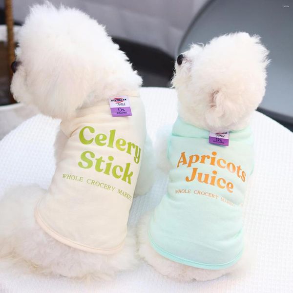 Vestuário para cães S-XXL Roupas de verão Colete de cor sólida com design de letras Camisa de cachorro macio para pequeno médio Chihuahua Ropa Perro