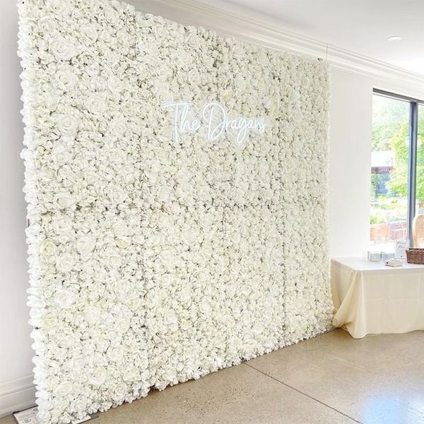 60 cm x 40 cm Kunstblumen-Wandpaneel für Blumenhintergrund, künstliche Rosen für Wand, Party, Hochzeit, Brautparty, Outdoor-Dekoration