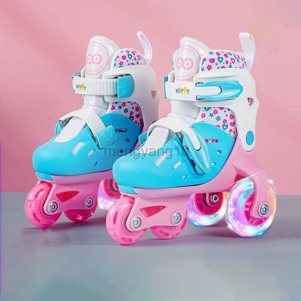 Inline Roller Skates Inline Roller Skating 4 Räder Schieber Sport Kinder Kinder Jungen Mädchen Anfänger Verstellbare Schlittschuhe mit Helmknie Ellbogenpolster Set HKD230720