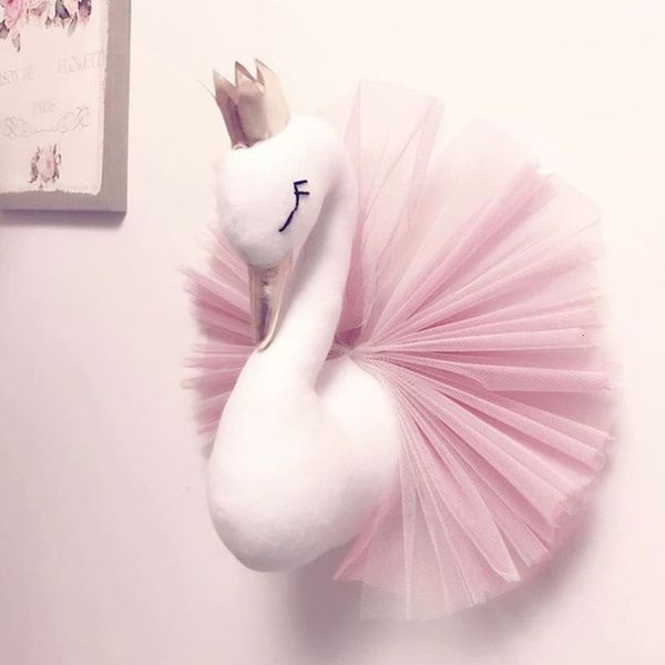 Acessórios para casa de boneca decoração de quarto de bebê menina de pelúcia cabeça de animal parede de cisne decoração de casa brinquedos de pelúcia quarto de meninas crianças presente 230719