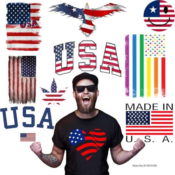 Camisetas masculinas 2023 verão estampa de bandeira americana casual moda t-shirt EUA gola O tops t-shirt Slim Fit t-shirts