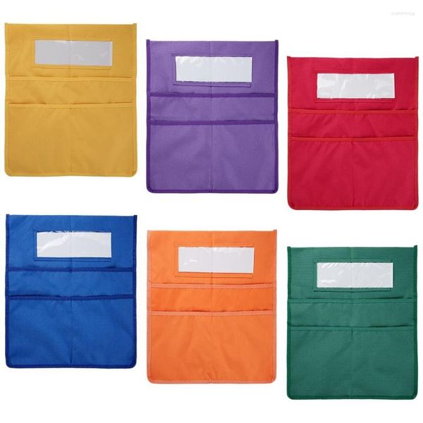 Bolsas de armazenamento 6 pçs/conjunto de assento para encosto de cadeira Buddy Bolso para organizador de costas para cadeira de materiais de sala de aula Etiquetas de nome do aluno com