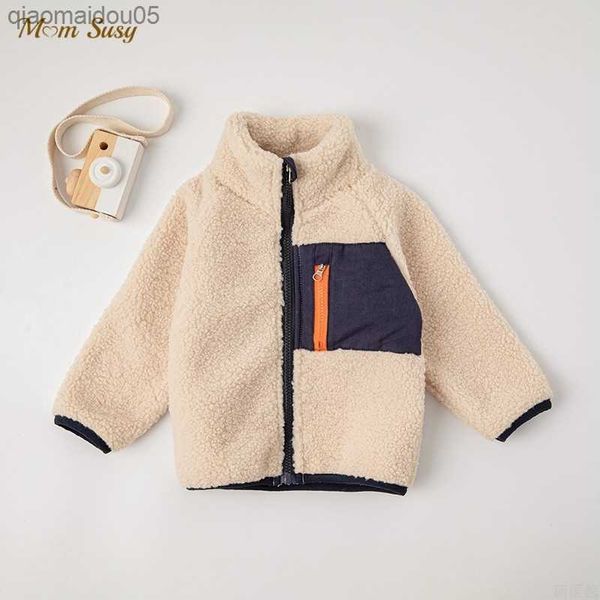 Moda bebê menina menino jaqueta de lã infantil criança quente outono primavera casaco criança ovelha como outwear roupas de bebê 1-5 anos