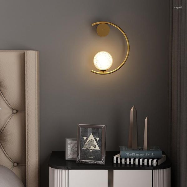 Luminária de parede moderna estilo led hexagonal para decoração de quarto velas arandelas de vidro interruptor