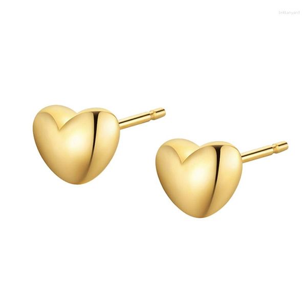 Orecchini a bottone NYMPH autentico oro giallo 18 carati cuore semplice regalo di fidanzamento classico 2023 puro AU750 per gioielli da donna E514