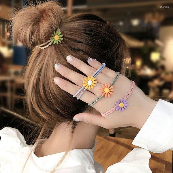 Haarschmuck 1 stück Koreanische Gänseblümchen Elastisches Seil Frauen Mädchen Schöne Blume Scrunchie Pferdeschwanz Halter Gummi Krawatte Kopfbedeckung