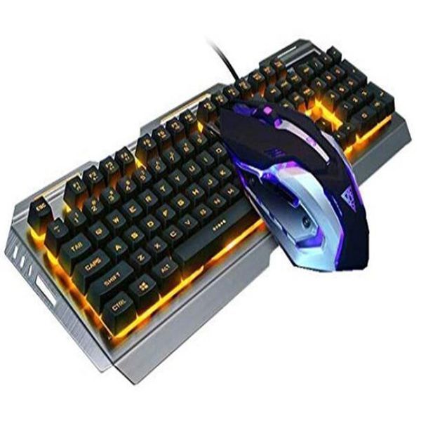 Conjunto de combinações de teclado e mouse com fio backlit iluminado usb metal para jogos 3200 dpi à prova d'água gamer laptop 231x