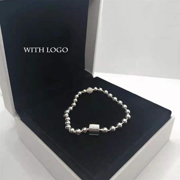 100 % 925 Sterling Silber Perlenketten-Armbänder für Damen, passend für Pandora-Charms, mit Logo-Design, Damen-Geschenk, feiner Schmuck225D