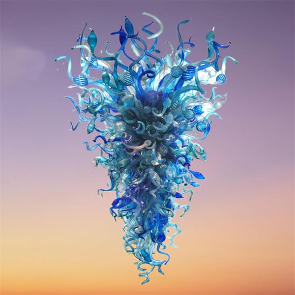 Kronleuchter im Chihuly-Stil, 100 % handgefertigt, blaues geblasenes Muranoglas, moderne Kunst, Kronleuchter, Küchendekoration, Pendelleuchte 2752