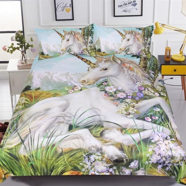 3D Designs Unicorn Bedding Set Queen King Size Reactive Print