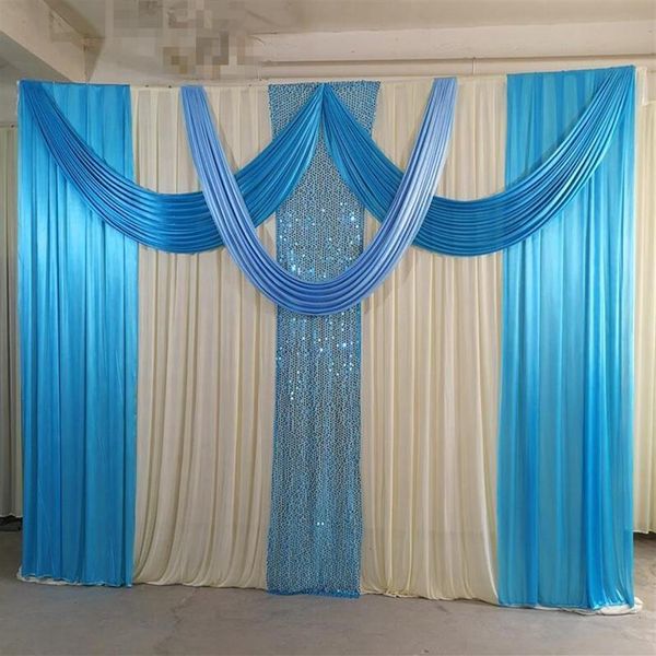 Decorazione per feste 3Mx3M Design Wedding Stage Backdrop Tenda con paillettes con festoni Birthday315a