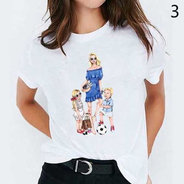 T-shirt casual da donna a maniche corte primavera/estate T-shirt da donna con stampa di figure per la festa della mamma a maniche corte