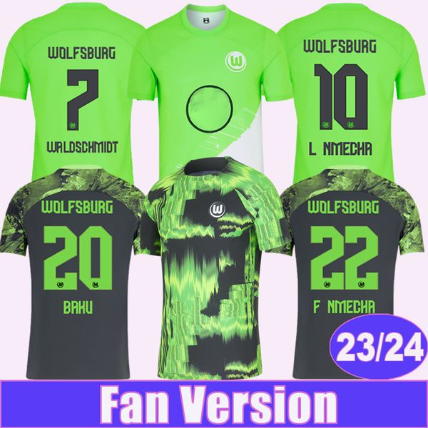 Camisas de futebol masculinas Wolfsburg 2023 24 BAKU BAKU L.NMECHA ARNOLD WIND Home Away Training Wear Football Shirt Uniformes de manga curta