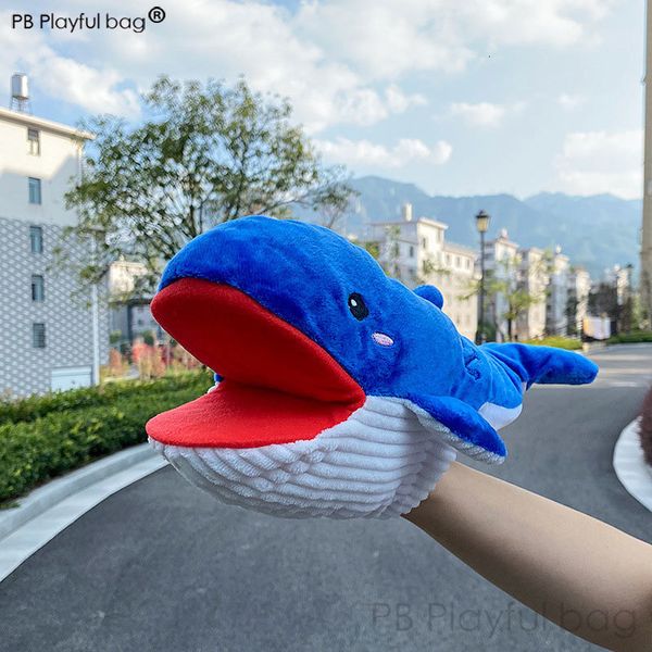 Puppets PLAYFUL BAGBrinquedo de jogo interativo 2023 abertura de boca de pelúcia grande simulação tubarão fantoche de dinossauro Bonecas lol tom TD17 230719