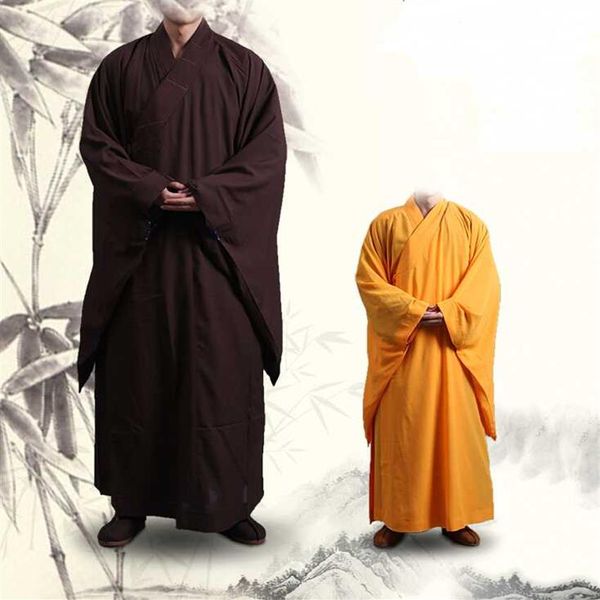 Cosplay Zen Budista Robe Vestido Longo Shaolin Monge Uniforme Terno Traje245V