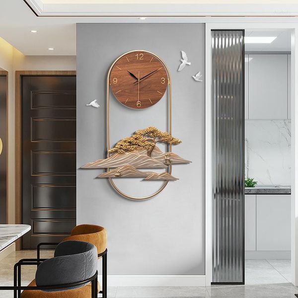 Relógios de parede estilo chinês relógio criativo sala de estar corredor pendurado relógio simples quarto mudo ornamento decoração de casa