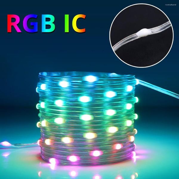 Saiten 2-20m 5V USB Bluetooth LED Lichterketten RGB Fee für Zimmer 20-200LEDs RGBIC Traumfarbe Kettenlampe Weihnachtsdekoration