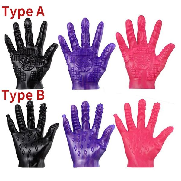 Вибраторы секс -перчатки мастурбация секс пальцы для взрослых пары продукты игрушка PurplePinkBlack 230719