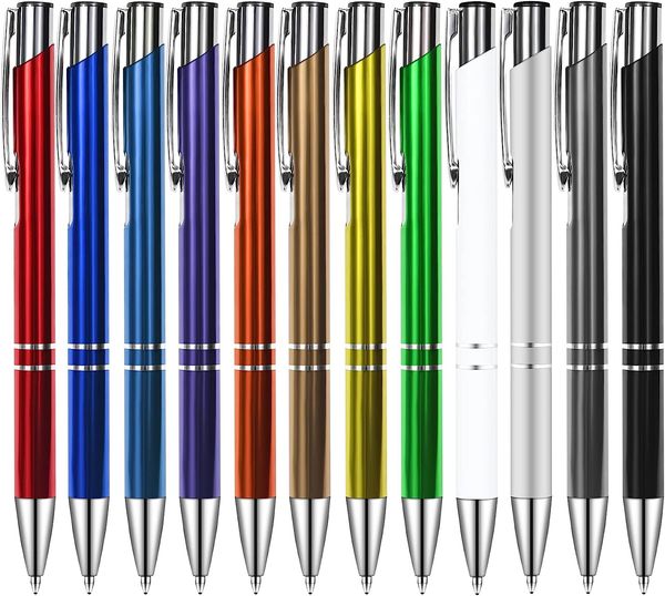 Caneta esferográfica retrátil com ponta estilete 1,0 mm Canetas de metal de tinta preta Esferográfica de assinatura Business Pen para Office School Student Papelaria Presente