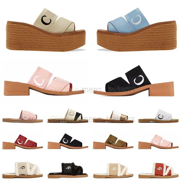 2023 Pantofole Beach Woody Sandali logo-stampa Classico tacco piatto Estate Lazy Designer famoso Cartoon Big Head flop in pelle da donna muli Scivoli da donna