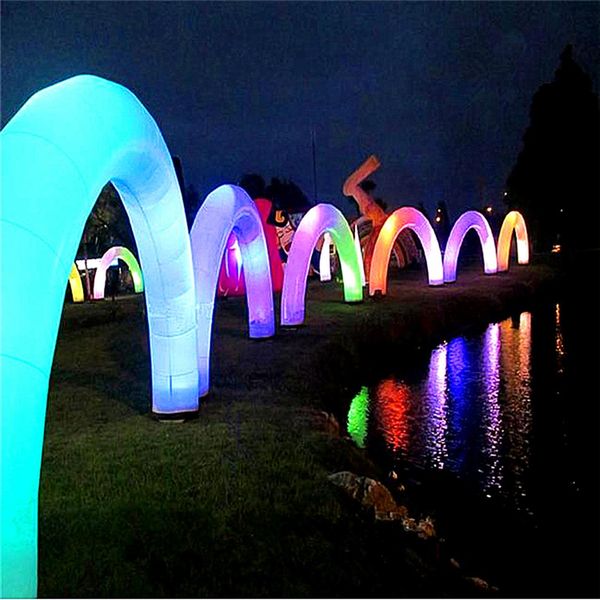 Arco inflável de balão inflável de 4m de altura com faixa de LED para o evento de palco de festa de música Show267t