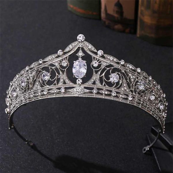 Tiaras de noiva geométricas de luxo barroco Zircônia cúbica Coroa Concurso de cristal Diadema Acessórios de cabelo para casamento 211020279m