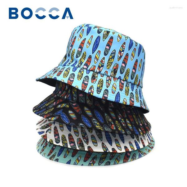 Berets Bocca Cartoon Cartoon Buckte Printing Panama Рыбацкие шляпы для мужчин женщины двойные стороны обратимы