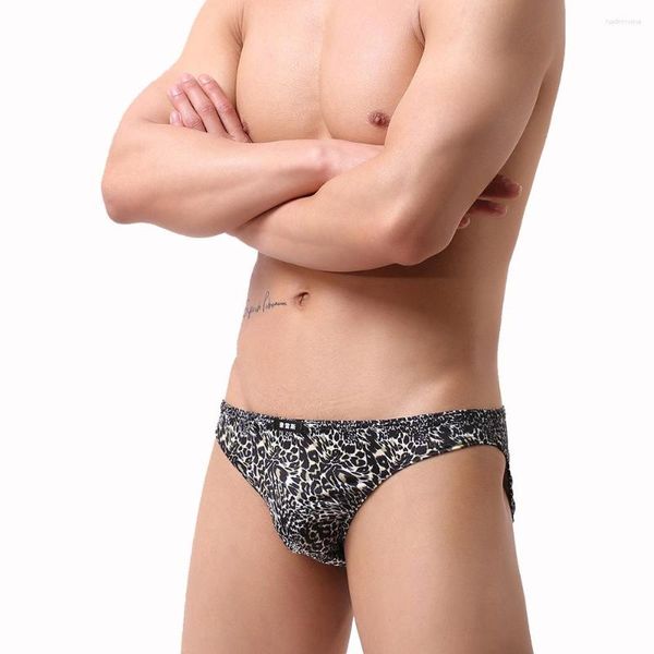 Unterhosen 2023 Marke Howe Ray Männer Homosexuell Unterwäsche Niedrige Taille Leopard Print Slips Männliche Höschen U Convex Penis Beutel Cueca