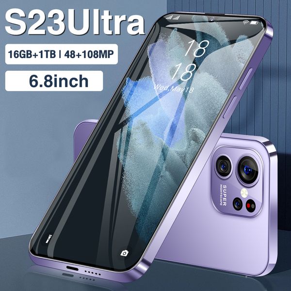 S23 Ultra Smartphone 5g 4g Android 6.8 Polegada 16gb+1tb Dimensão 9000 Deca Core Celular Desbloqueado 7800mah 2023