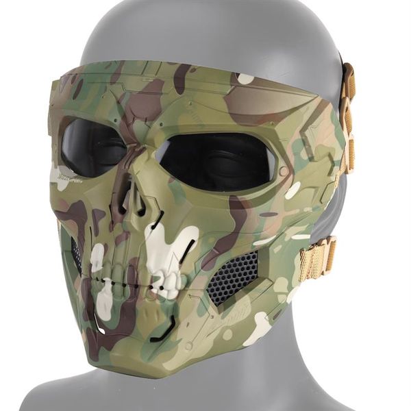 Maschera tattica a pieno facciale Attrezzatura tattica esterna Caccia Aorsoft Paintball Shooting Camouflage Combat CS Halloween Party Mask293G