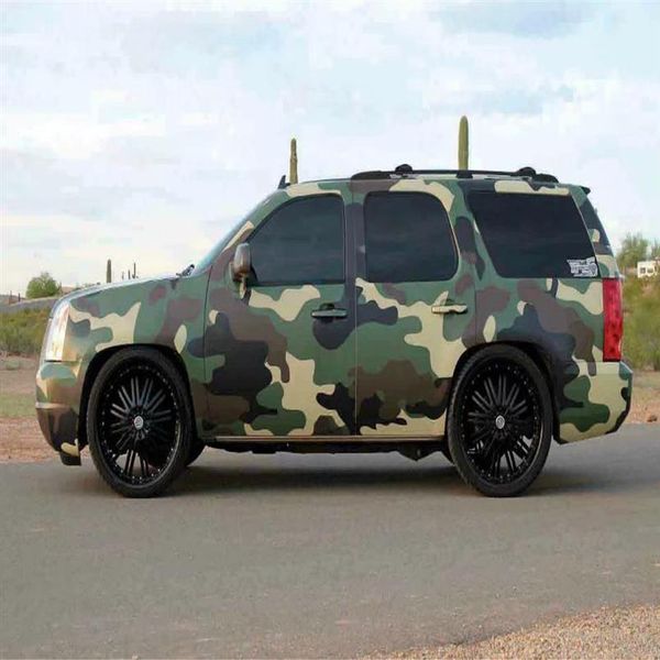 Army Green Jumbo Camouflage Vinyl Car Wrap Film Adesivo adesivo fai da te Car Wrapping Foglio con bolle d'aria 3626