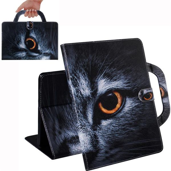 Tablet-Hülle für Huawei Honor MediaPad T5 10 1 Zoll Griff Flip Cover Stand Leder Brieftasche Farbige Zeichnung Tiger Löwe Wolf Coque277K