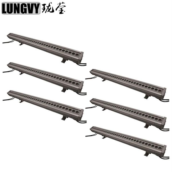 6 pçs lote 36x3w RGB 3em1 IP65 Led Wall Washer Outdoor LED DMX Wash Bar Iluminação de Palco 205p