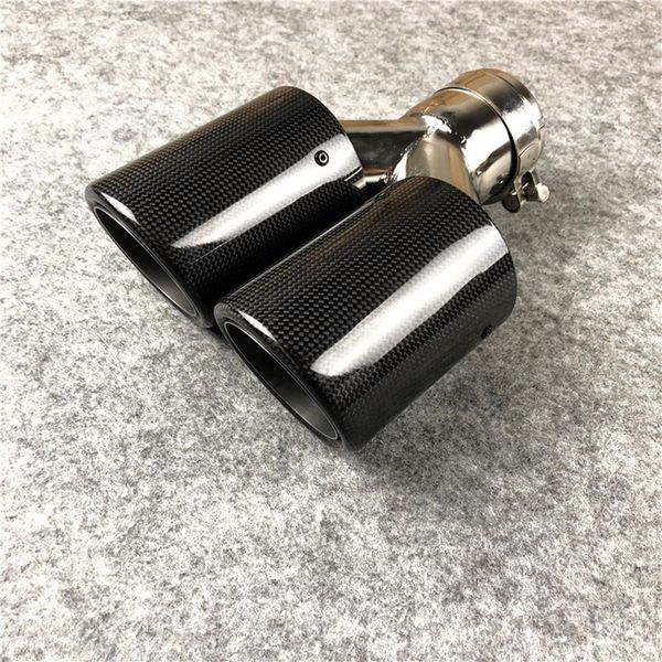 1 peça Y Style Crimpagem Preto brilhante Aço inoxidável AK Tubos de escape Car universal Fibra de carbono Akrapovic Muffler tip257y