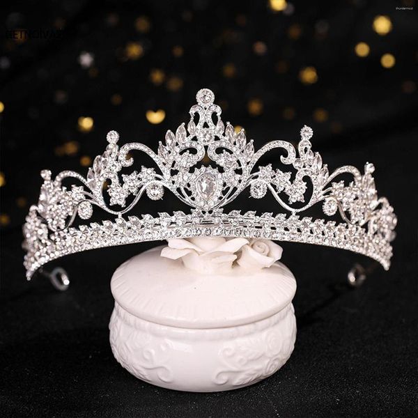 Haarspangen Barock Vintage Krone Tiara Silber Farbe Kristall Kronen und Tiaras für Frauen Braut Hochzeit Zubehör Kopfschmuck SL