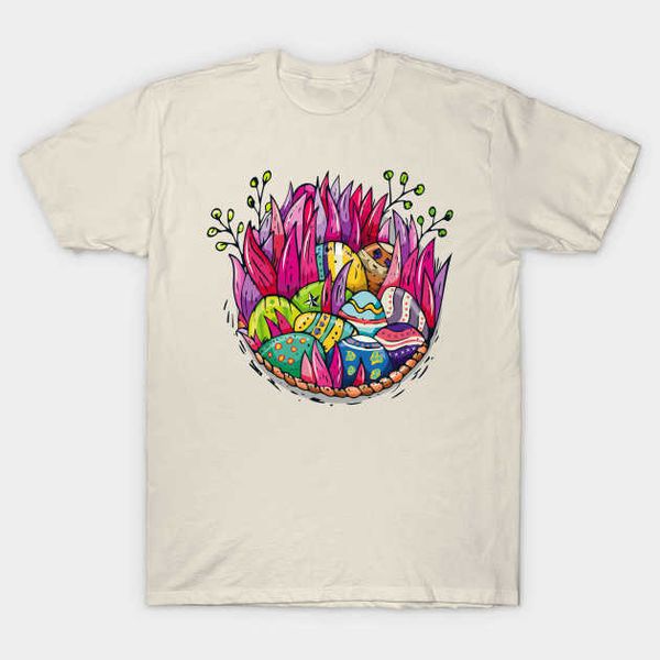 Buon giorno di Pasqua Uova di Pasqua nel cestino T-shirt a maniche corte di Pasqua